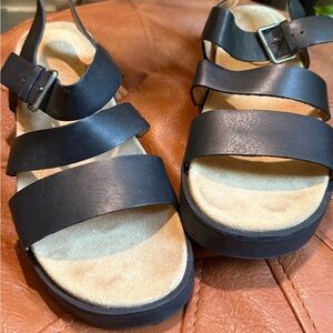 Black Madewell Strappy Leather Sandals with Buckle Women’s Size 9.5